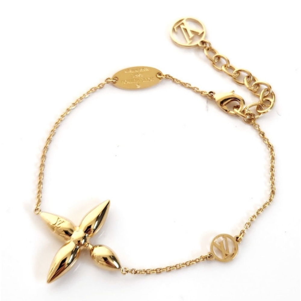 Louis Vuitton Gold Bracelet with Logo Charms